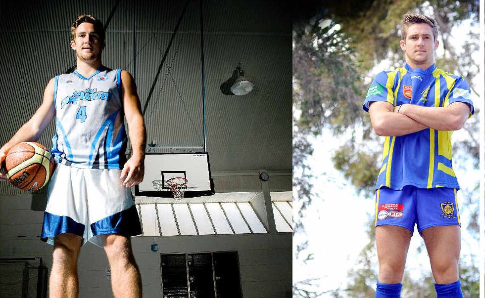 Pictured after scoring 111 points for the Ballina Breakers during a basketball game in August last year and, far right, in uniform to play first grade for the Marist Brothers Rams in the Northern Rivers Regional Rugby League. Pictured after scoring 111 points for the Ballina Breakers during a basketball game in August last year and, far right, in uniform to play first grade for the Marist Brothers Rams in the Northern Rivers Regional Rugby League.
